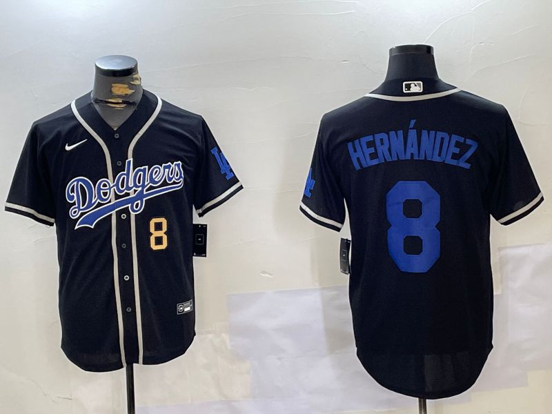 Men Los Angeles Dodgers #8 Hernandez Black Game 2024 Nike MLB Jersey style 11206